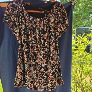 Style & Co. Black Floral Tunic Top nwt
